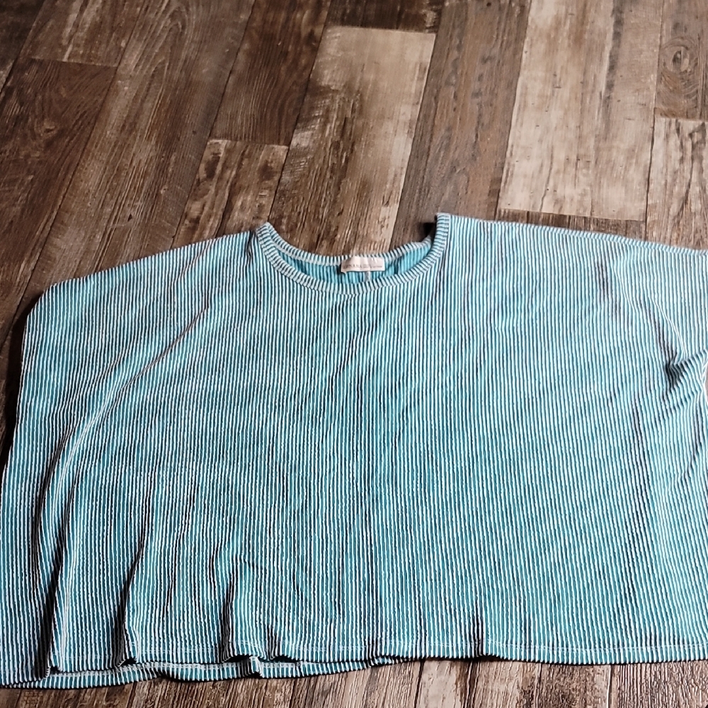 Zenana Outfitters Blue Striped Blouse